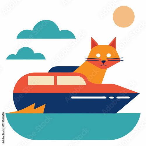 Vector art illustration of a cat on a spirit board