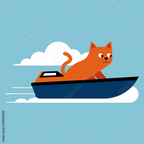 Vector art illustration of a cat on a spirit board