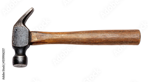a hammer with a wooden handle on a white background