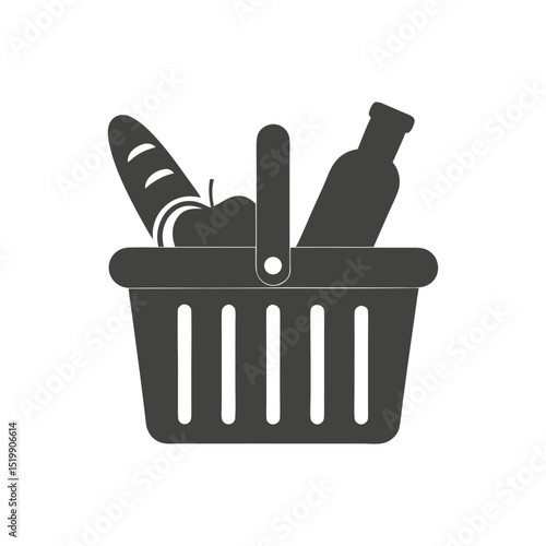 Food Shopping Basket Logo Symbol Icon silhouette Vector Design