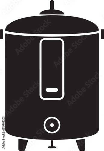 water heater silhouette, black and white silhouette, vector and illustration