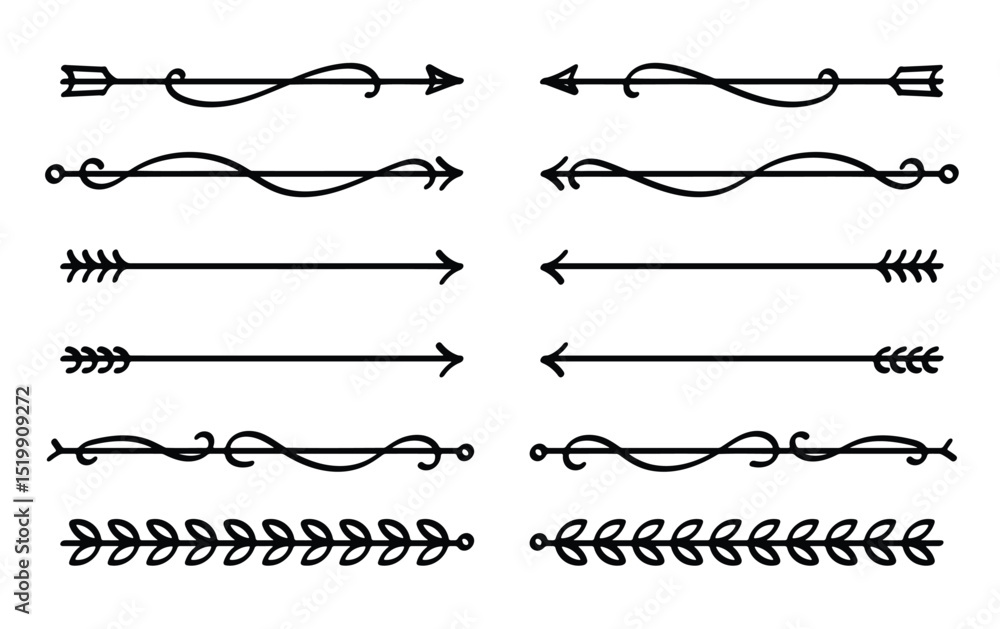 Nature Floral Line Divider for Text Layout Separator Decoration Element Collection. Nature Floral Line Divider for Text Layout Separator Decoration Element Collection.