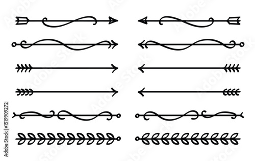 Nature Floral Line Divider for Text Layout Separator Decoration Element Collection.