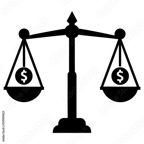 Money balance scale justice finance business silhouette vector illustration