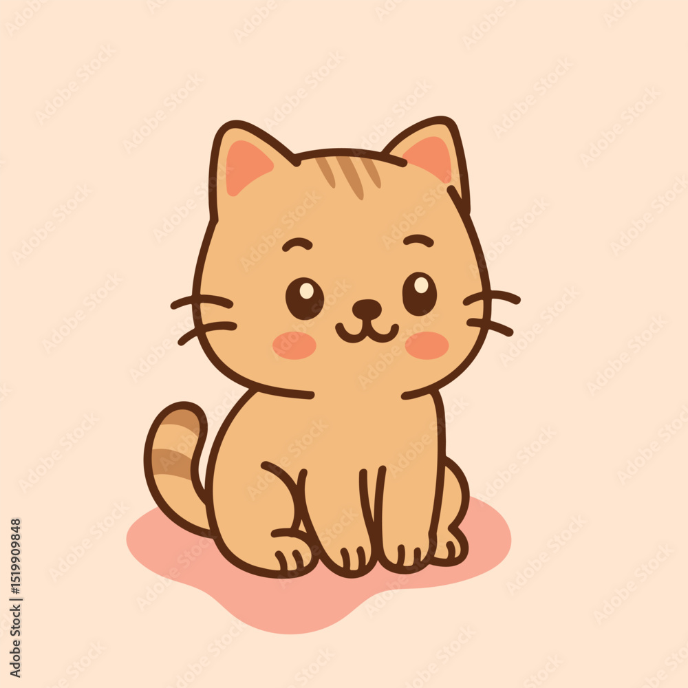 Kawaii Cartoon Ginger Cat Illustration Kawaii Cartoon Ginger Cat Illustration