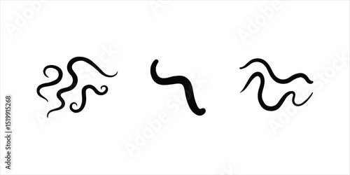 hookworm vector set hand drawn illustration on white background. pinworm silhouette vector icon.