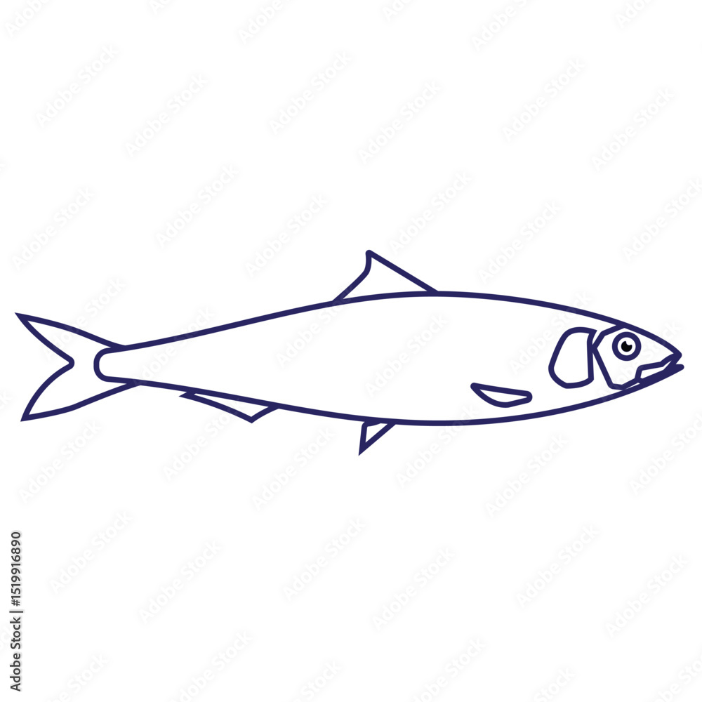 Fototapeta premium sardine fish editable stroke vectro illustration