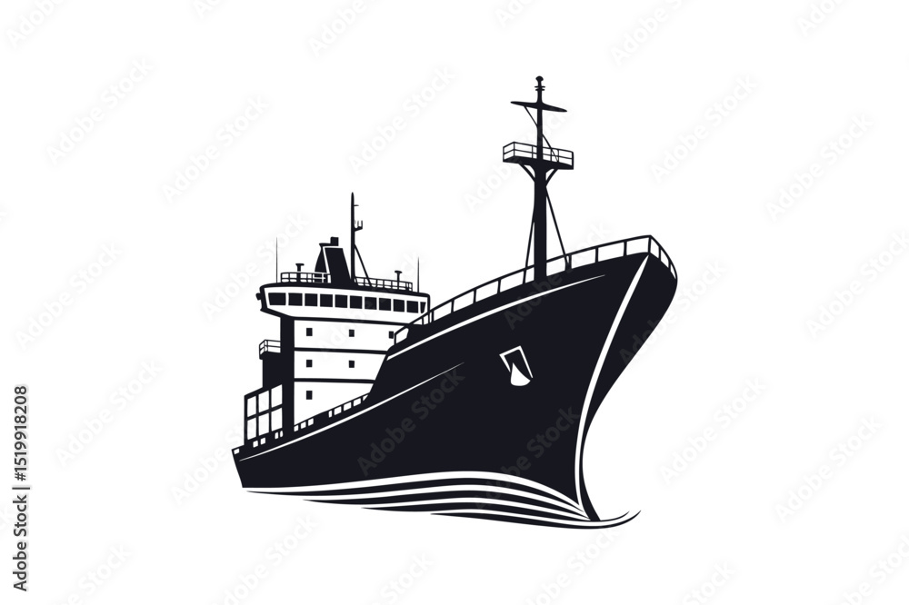 Obraz premium Cargo ship silhouette vector illustration