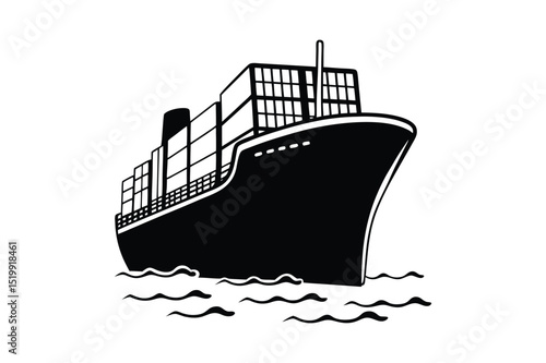Cargo ship silhouette vector illustration