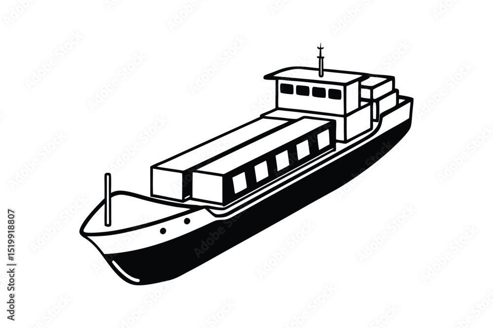 Obraz premium Cargo ship silhouette vector illustration