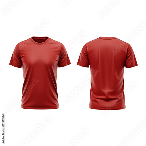 Blank Red T-Shirt Mockup Front and Back Views 