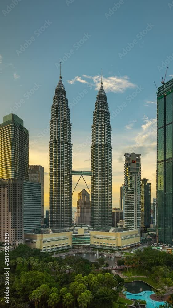 custom made wallpaper toronto digitalTime lapse of the skyline of Kuala Lumpur City Center in Malaysia at sunset. Vertical Video.