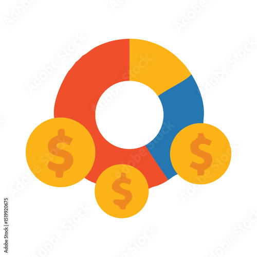 Asset allocation icon, representing financial concepts. Suitable for presentations, infographics, websites, and educational materials related to finance and investment.