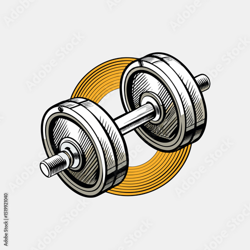 vector Heavy metal dumbbell illustration for weightlifting and fitness training isolated on white background