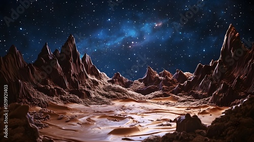 Moonlight Shining Over Snowy Mountain Peaks