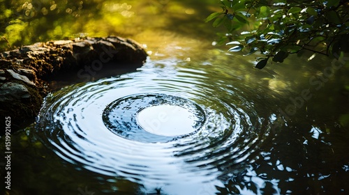 Flowing Water in a Peaceful Park Scene