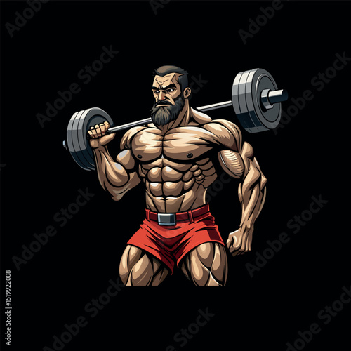 Bodybuilder Workout Vector – Fancy Gym Man Illustration for Posters and Branding