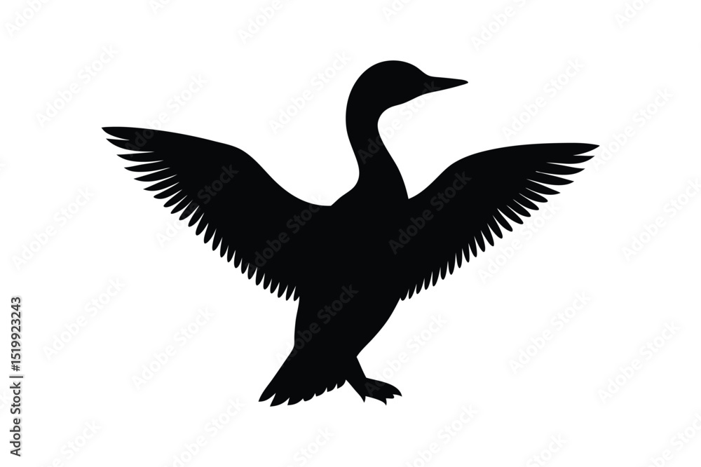 Naklejka premium Loon silhouette vector illustration, Set of Loon silhouette
