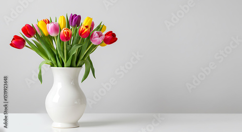 Wallpaper Mural Vibrant Bouquet of Colorful Spring Tulips in a White Vase Torontodigital.ca