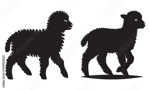 Isolated black vector silhouettes of dogs, cats, and other wild mammals