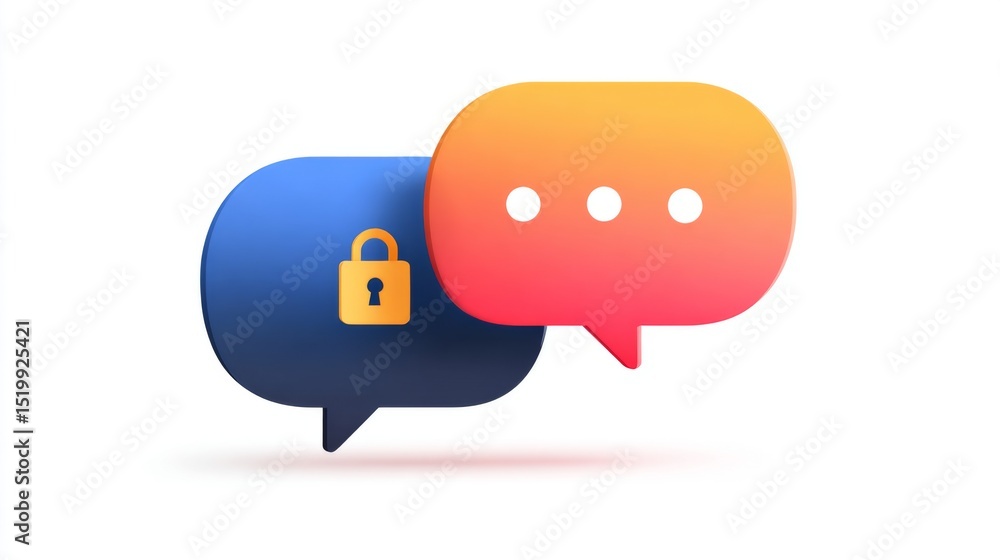 Fototapeta premium Private Messaging Concept – Modern 3D Illustration of Encrypted Communication