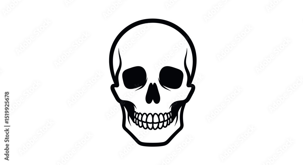 Stylized Black Skull Illustration with Detailed Features and Expressive Eyes Isolated on White Background Stylized Black Skull Illustration with Detailed Features and Expressive Eyes Isolated on White Background