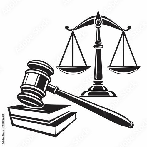 Scales of Justice Gavel and Books A Symbol of Law and Order