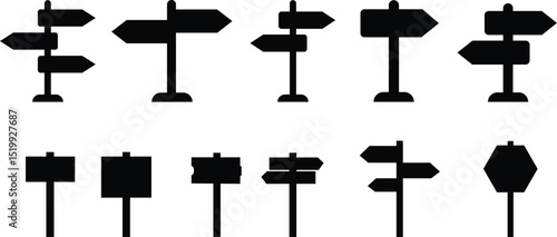 Signpost street Icon set Design in different Styles with Editable Stroke. , Solid, Flat Line, and Duotone. Suitable for Web Page, Direction Indicator. Travel Destination on transparent background