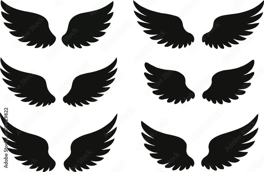 Fototapeta premium set of wings silhouette