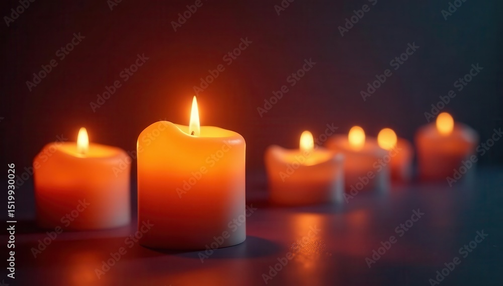 Several candles burn brightly, creating a soft glow , peaceful, warm Several candles burn brightly, creating a soft glow , peaceful, warm