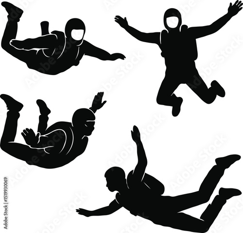 Silhouette of sky diving