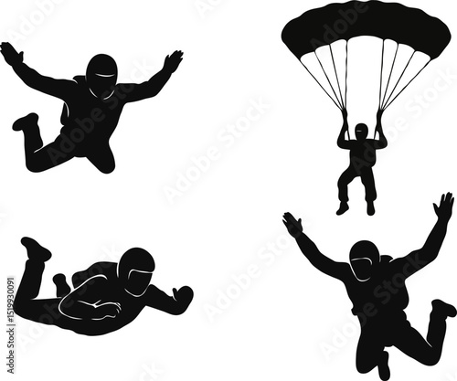 Silhouette of sky diving