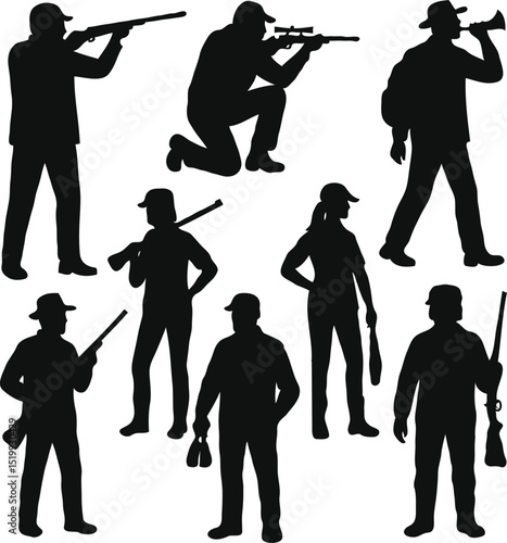silhouettes of hunters 
