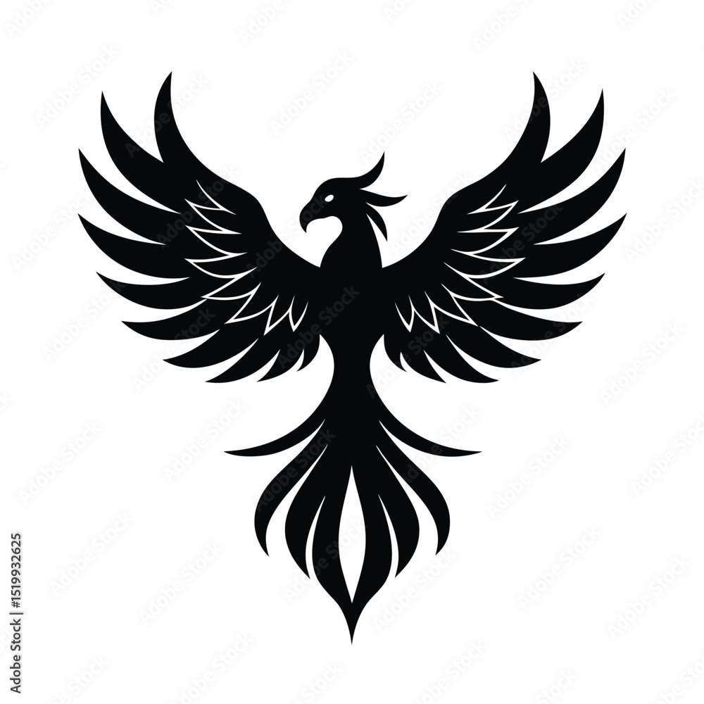 Phoenix Rising Vector Silhouette Phoenix Rising Vector Silhouette