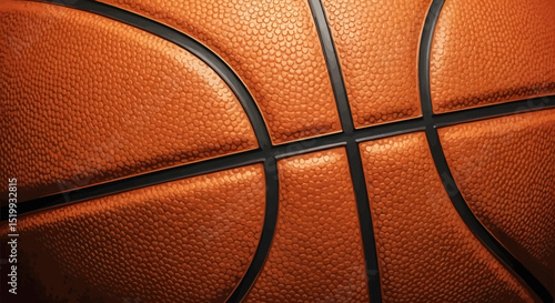 Closeup of a Basketball's Textured Orange Surface and Black Lines