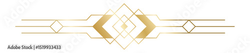 Golden geometric shapes forming an elegant art deco ornament, exuding luxury and vintage charm, perfect for enhancing high end projects and adding a touch of sophistication