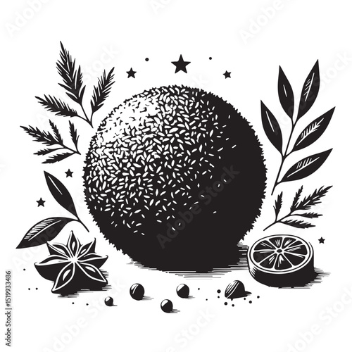Black Arancini Silhouette Vector, High Quality Illustration on White Background