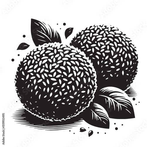 Black Arancini Silhouette Vector, High Quality Illustration on White Background