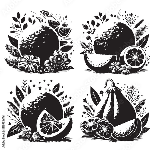 Black Arancini Silhouette Vector, High Quality Illustration on White Background