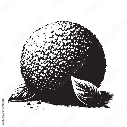 Black Arancini Silhouette Vector, High Quality Illustration on White Background