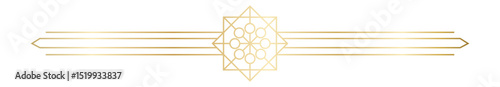 Elegant golden geometric symbol dividing four horizontal lines, creating a sophisticated and minimalist design on a pristine white background, exuding luxury and contemporary style