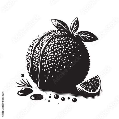 Black Arancini Silhouette Vector, High Quality Illustration on White Background