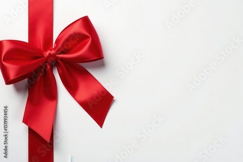 Classic red satin ribbon bow & hang tag detail , satin ribbon, gift wrap