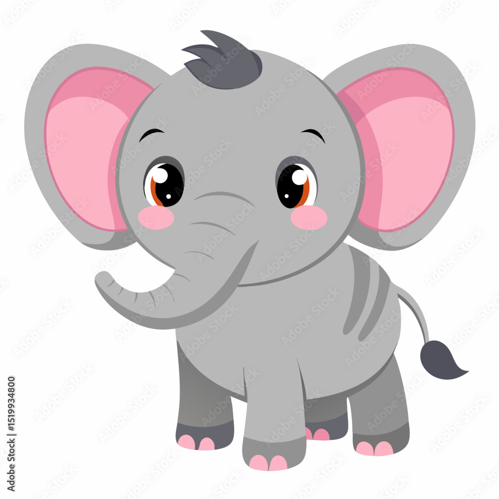 Fototapeta premium Cute Cartoon Baby Elephant Illustration