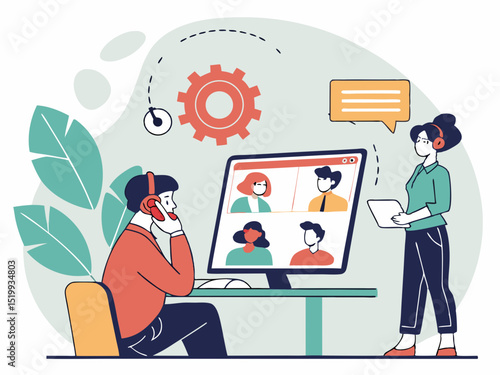 Remote team meeting online video conference