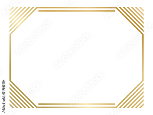 Golden frame featuring diagonal stripes in the corners, providing a refined and decorative touch for certificates, invitations, or artwork, adding a touch of elegance and luxury