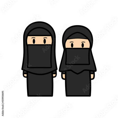 Cute Muslim Women In Traditional Arab Dress Niqab