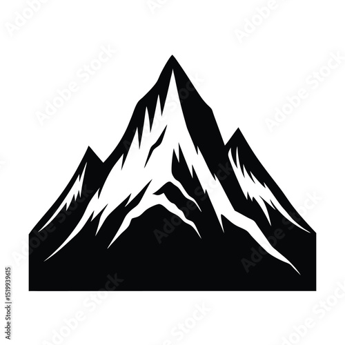 Snow Mountain Peak Vector Silhouette