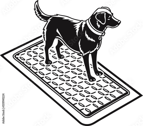 Stylish Dog on Mat Design Perfect for Pet Products Branding and Logo Creation