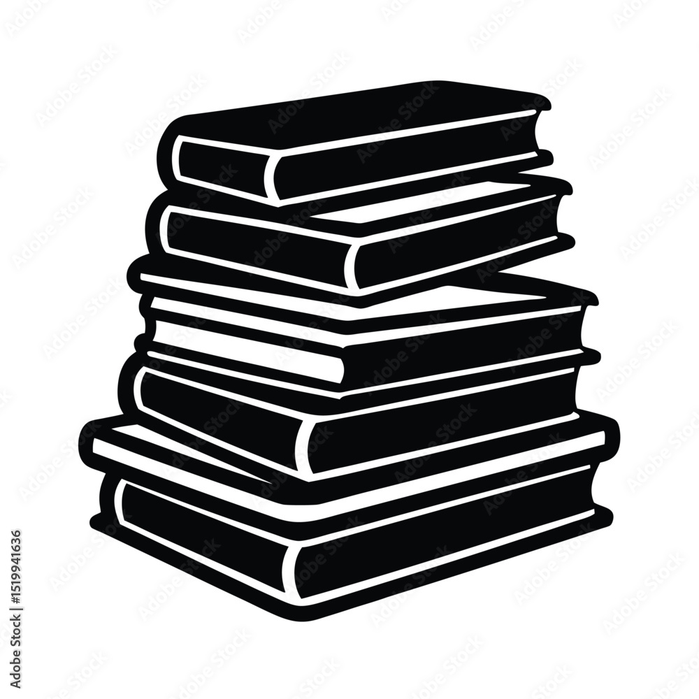 Stack Books Vector Silhouette Stack Books Vector Silhouette